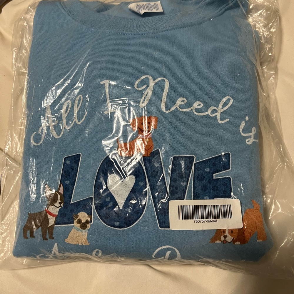 Blue Graphic Sweatshirt with Dog Print